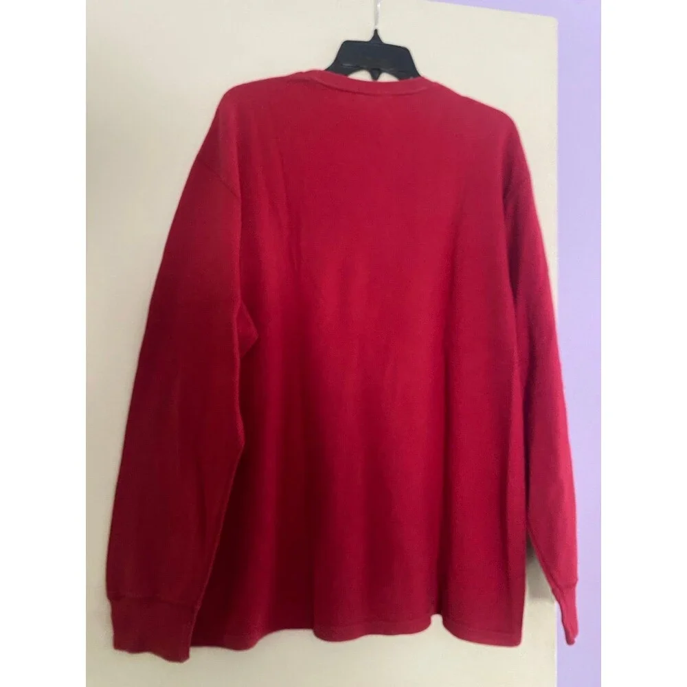 Polo Ralph Lauren Mens Waffle Knit Thermal Sleep Shirt XL Red Vintage Longsleeve